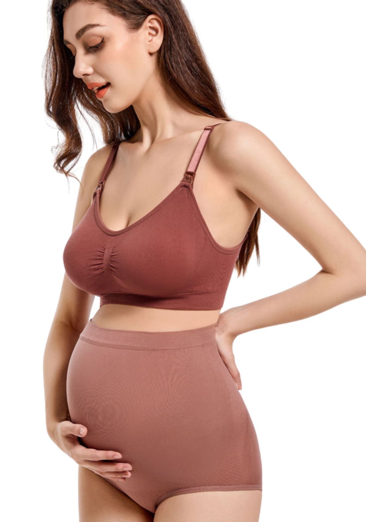 Fabme Women's Maroon Nursing Removable Pads Non Wired Bra