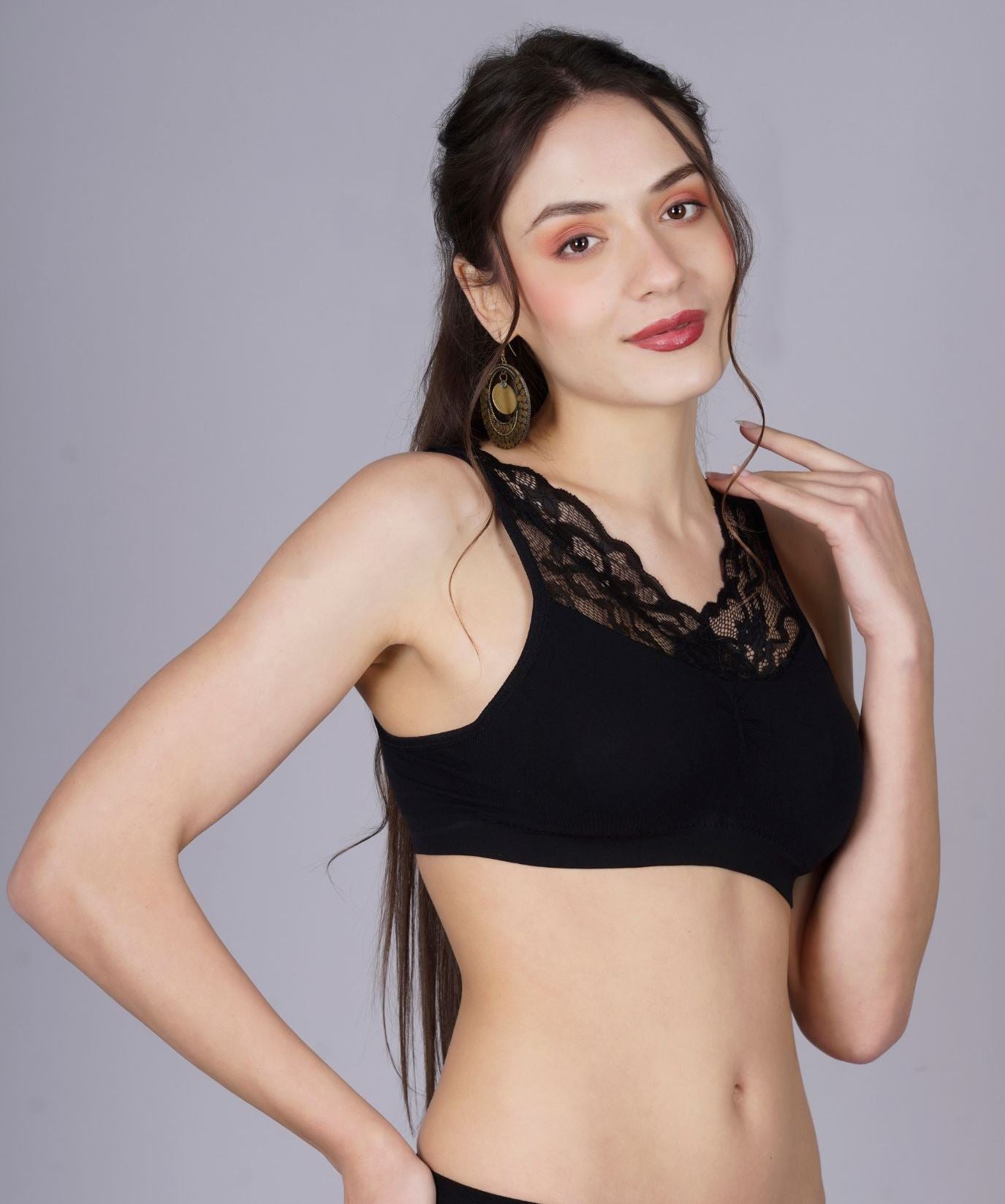 Fabme Women's Black Padded  Full Coverace  Bra