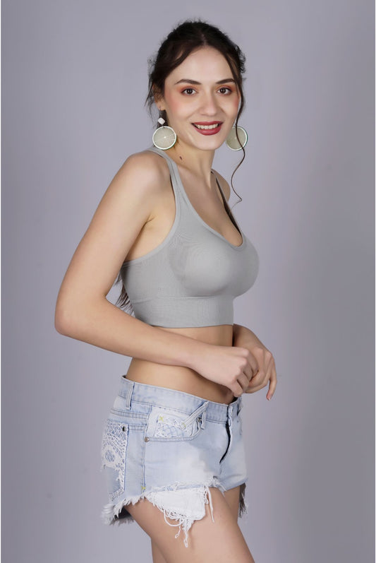 Fabme Women's Grey Padded  Sporta Bra  Bra
