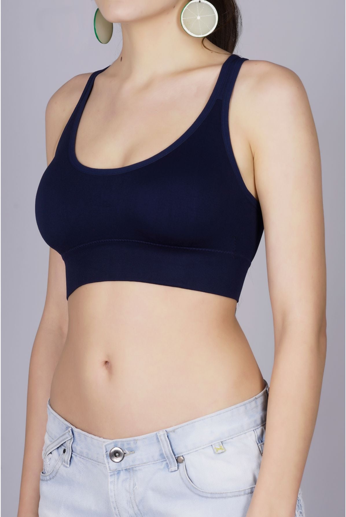 Fabme Women's Navy Blue Padded  Sporta Bra  Bra