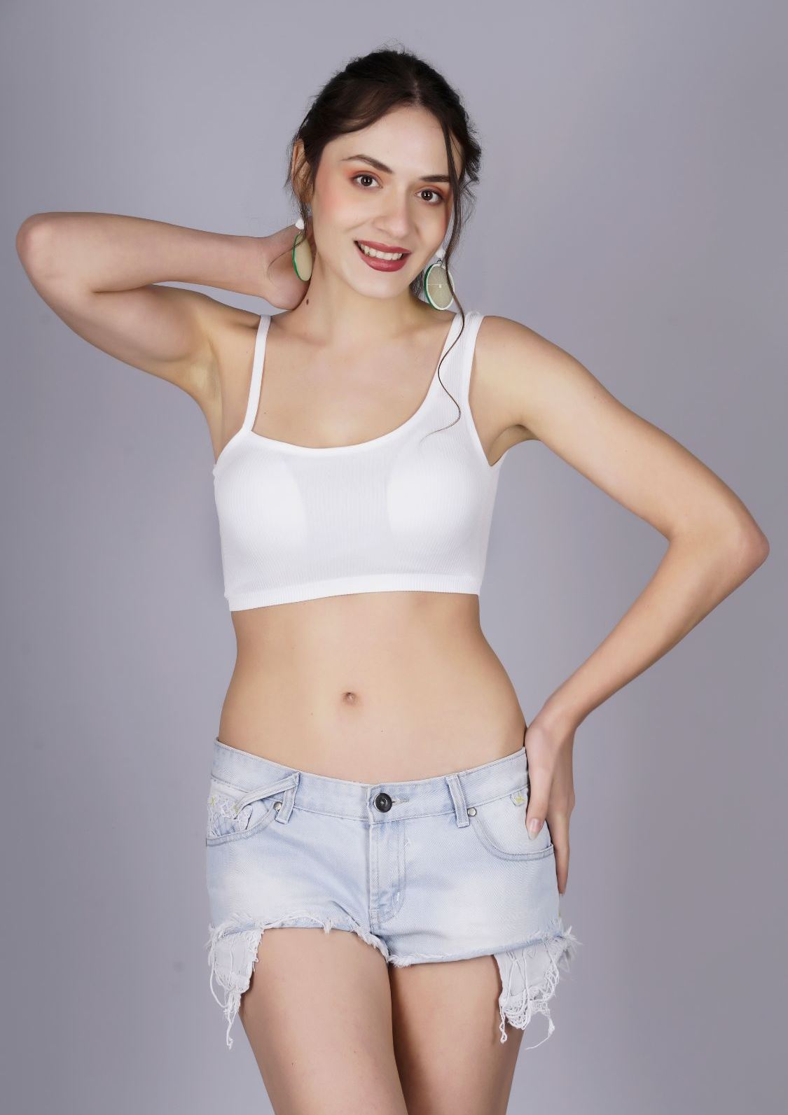 Fabme Women's White One Shoulder Padded  Bra