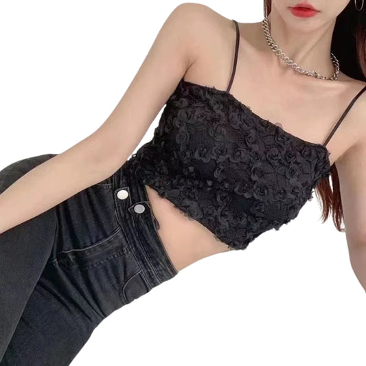 Fabme Women's Black Noodle Strap Padded  Bra