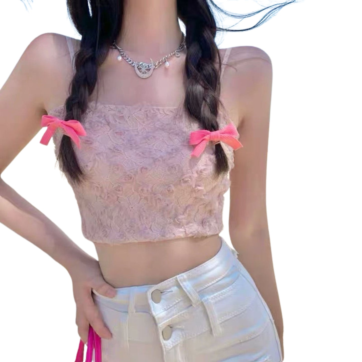 Fabme Women's Pink Noodle Strap Padded  Bra