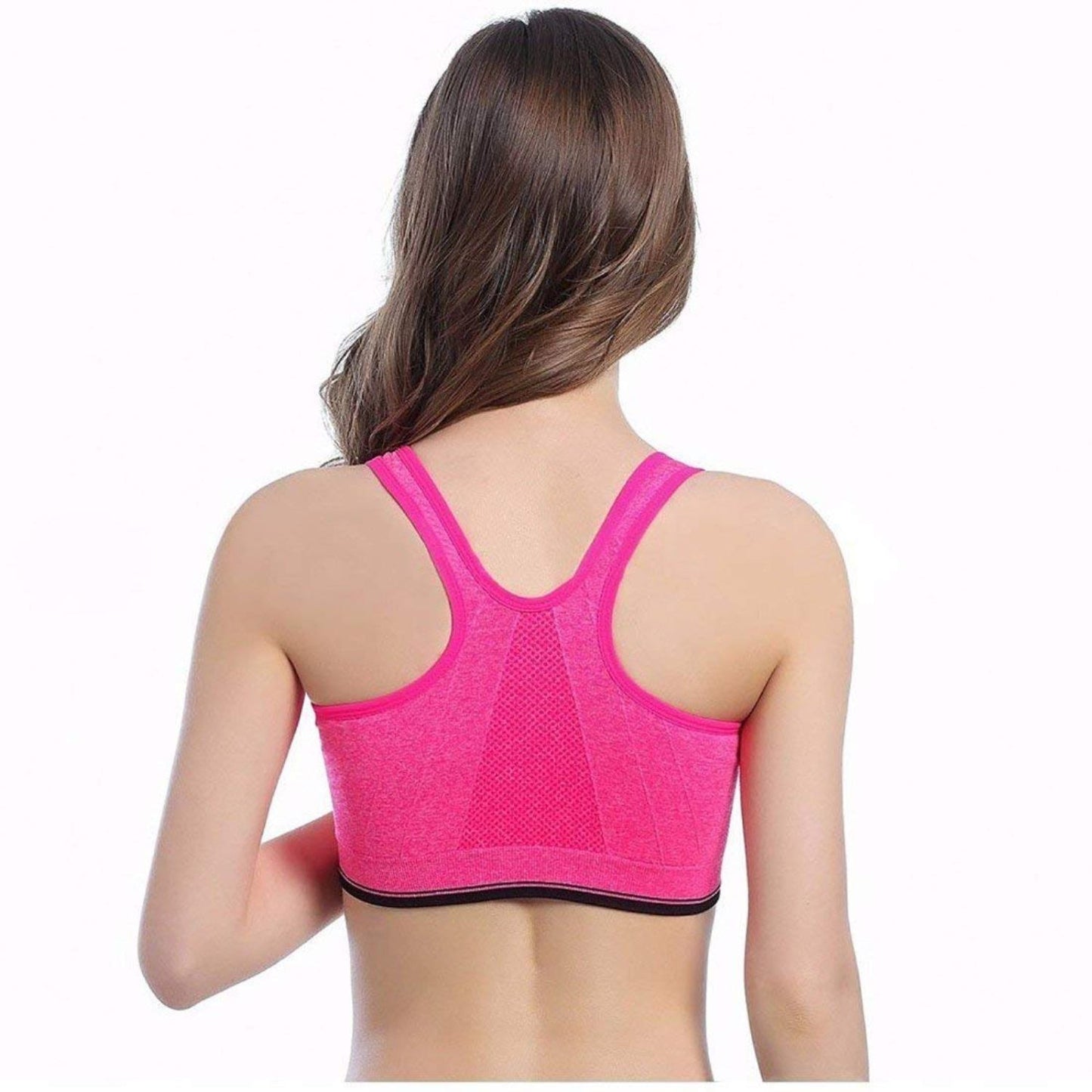 Fabme Women's Pink Sports , Front Open, Padded Non-Wired  Bra
