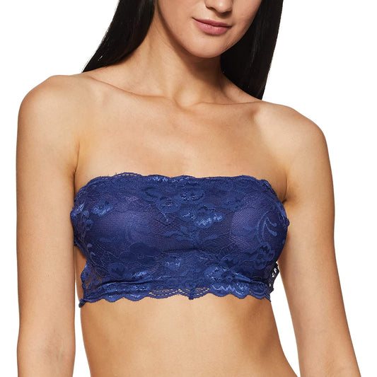 Fabme Women's Blue Strapless , Zig zag back, Padded Non-Wired  Bra