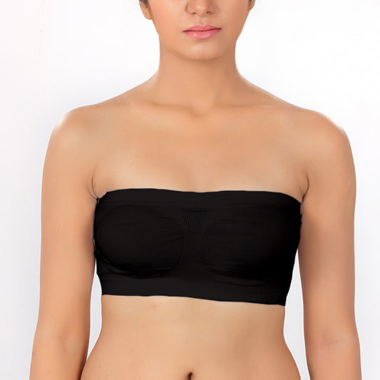 Fabme Women's Black Strapless , , Non-Padded Non-Wired  Bra