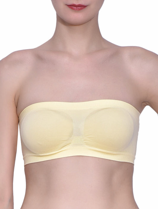 Fabme Women's Cream Strapless , , Non-Padded Non-Wired  Bra