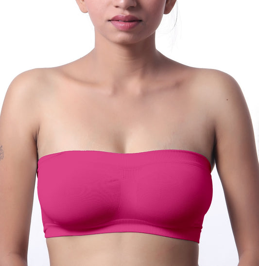 Fabme Women's Dark Pink Strapless , , Non-Padded Non-Wired  Bra