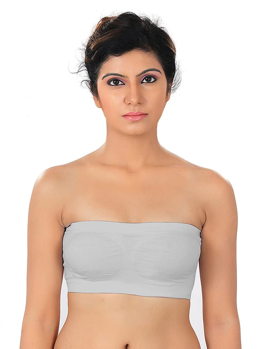 Fabme Women's Grey Strapless , , Non-Padded Non-Wired  Bra