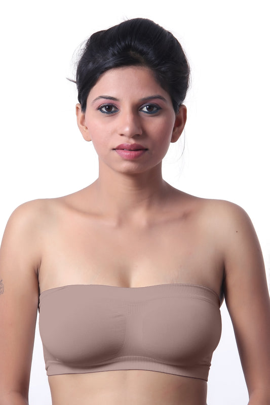 Fabme Women's Chocolate Strapless , , Non-Padded Non-Wired  Bra