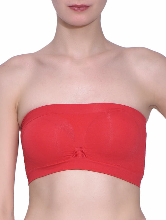 Fabme Women's Red Strapless , , Non-Padded Non-Wired  Bra