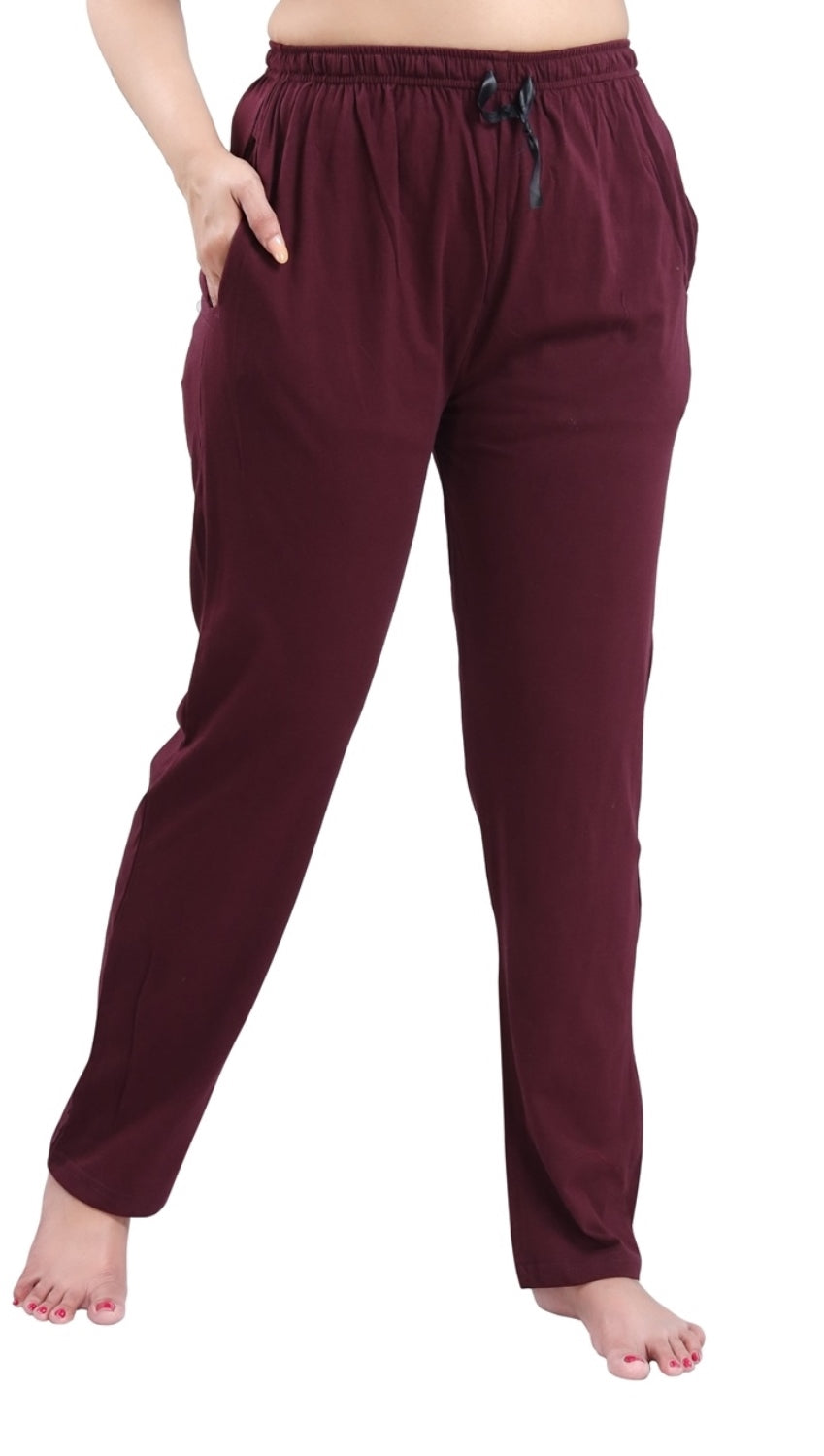 Fabme Women's Violet Drawstring Hosiery Cotton  EveryDay Pyjama Pant