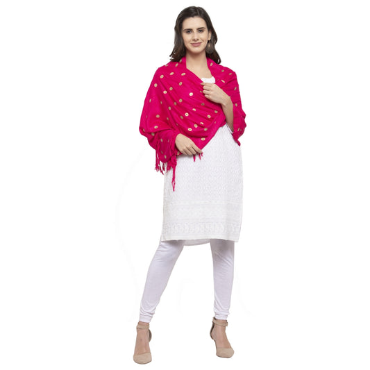 Fabme Women's Full Size, Soft Rayon, Golden Pearl Work, Dupatta