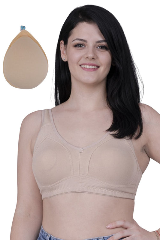 Fabme Mastectomy Cancer Pocket Bra with One Micro Fiber Filled Adjustable Pad, Full Coverage Bra || Truly Full Coverage