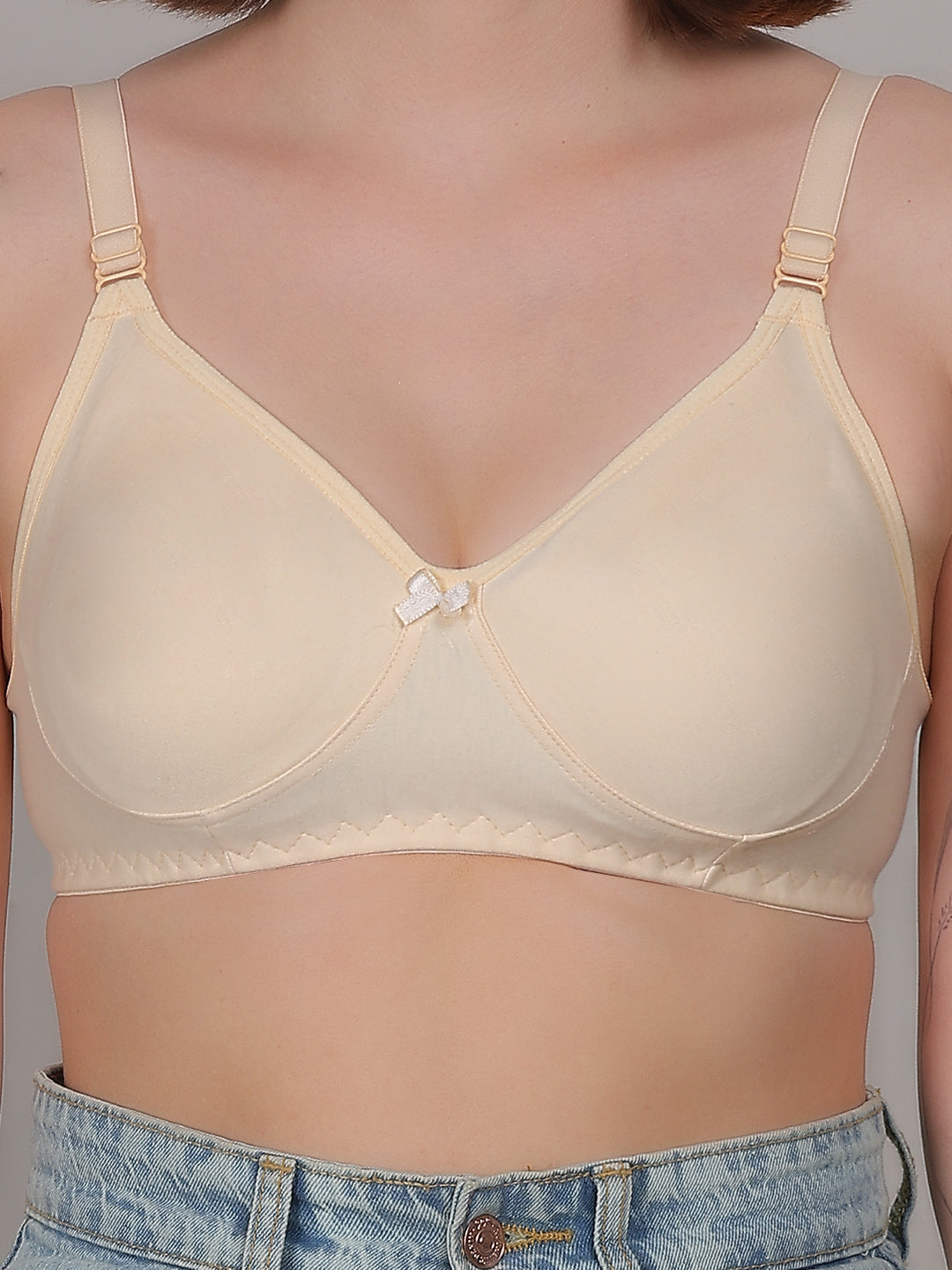 Fabme Mastectomy Cancer Pocket Bra with One Micro Fiber Filled Adjustable Pad | Cotton Bra  - Skin