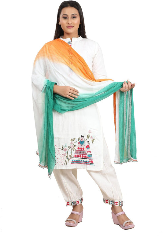 Fabme Women's Full Size, Georgette Republic Day, Independence Day, Dupatta