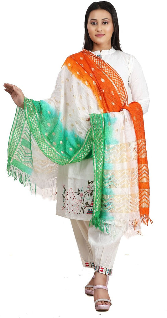 Fabme Women's Full Size, Georgette Republic Day, Independence Day, Dupatta