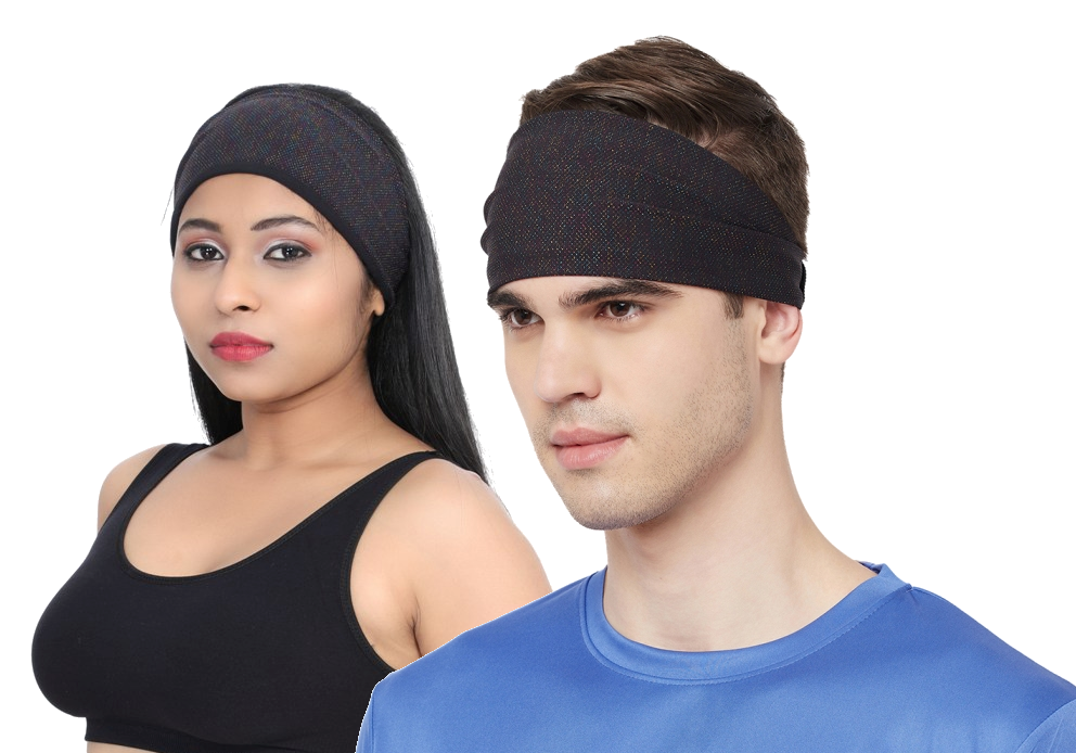 Fabme Unisex Black Headband for Yoga, Gym, Sports, Dance, zumba