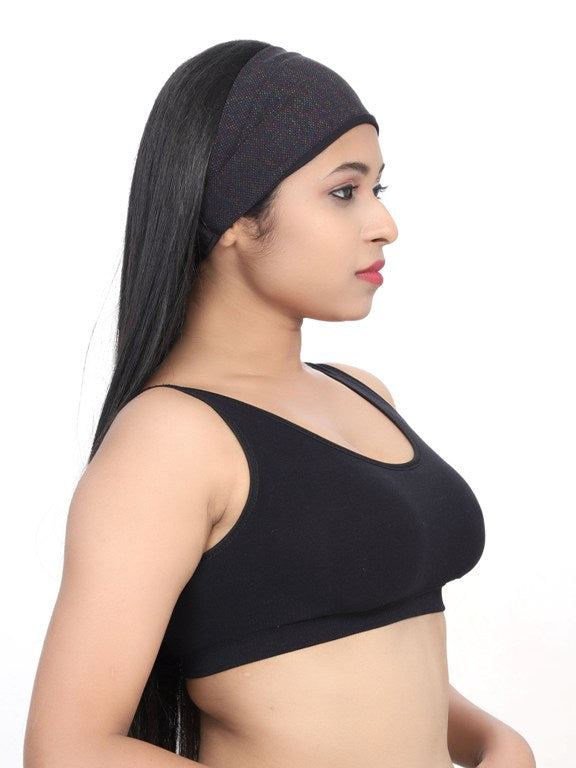 Fabme Unisex Black Headband for Yoga, Gym, Sports, Dance, zumba
