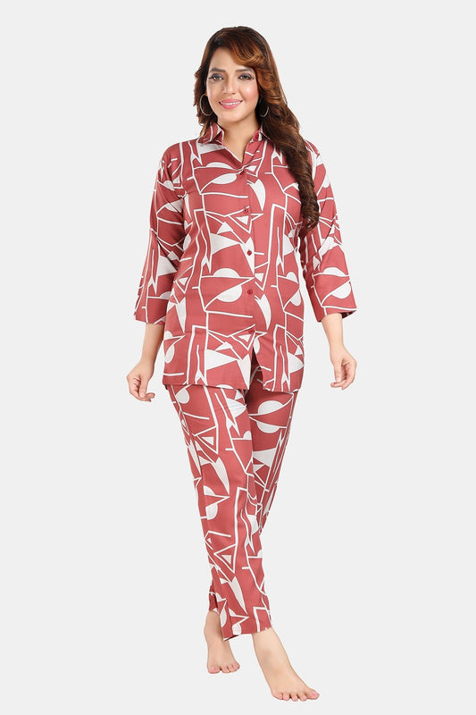 Fabme Women's Pink bohemian Rayon EveryDay  Co-Ord Set