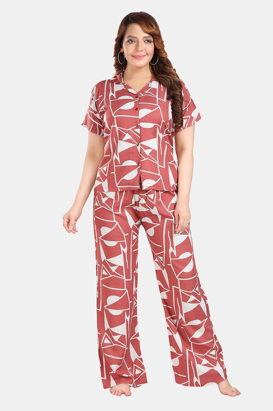 Fabme Women's Pink bohemian Rayon EveryDay  Co-Ord Set