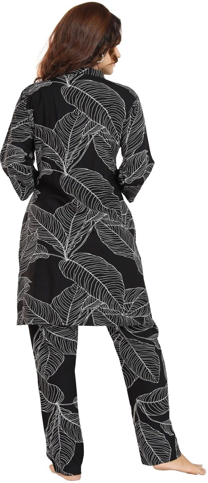 Fabme Women's Cotton Maternity Night Suit Set|Nursing|Feeding Printed Tunic & Bottom Coord