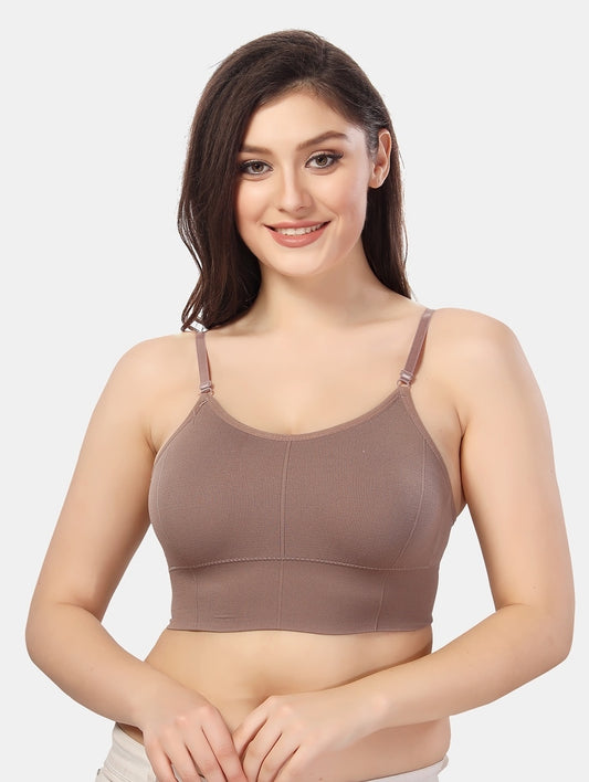 Fabme Women's Chocolate Low Back Non-Padded Non Wired Bra