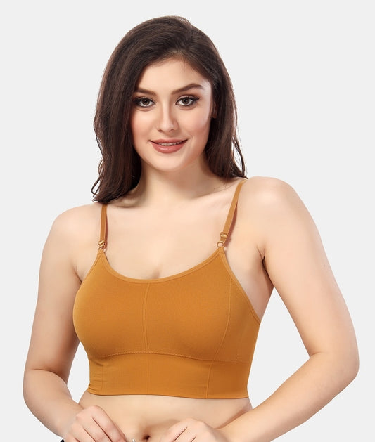 Fabme Women's Orange Low Back Non-Padded Non Wired Bra
