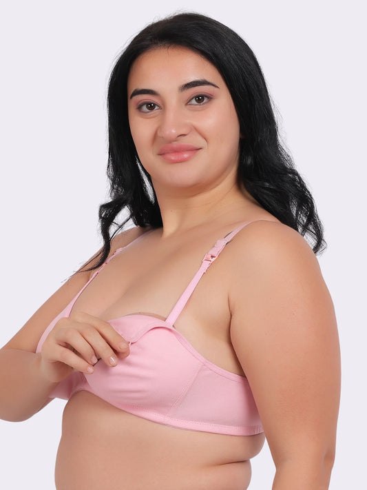 Fabme Women's Pink Seamless Cotton Nursing Bra - Pack of 1