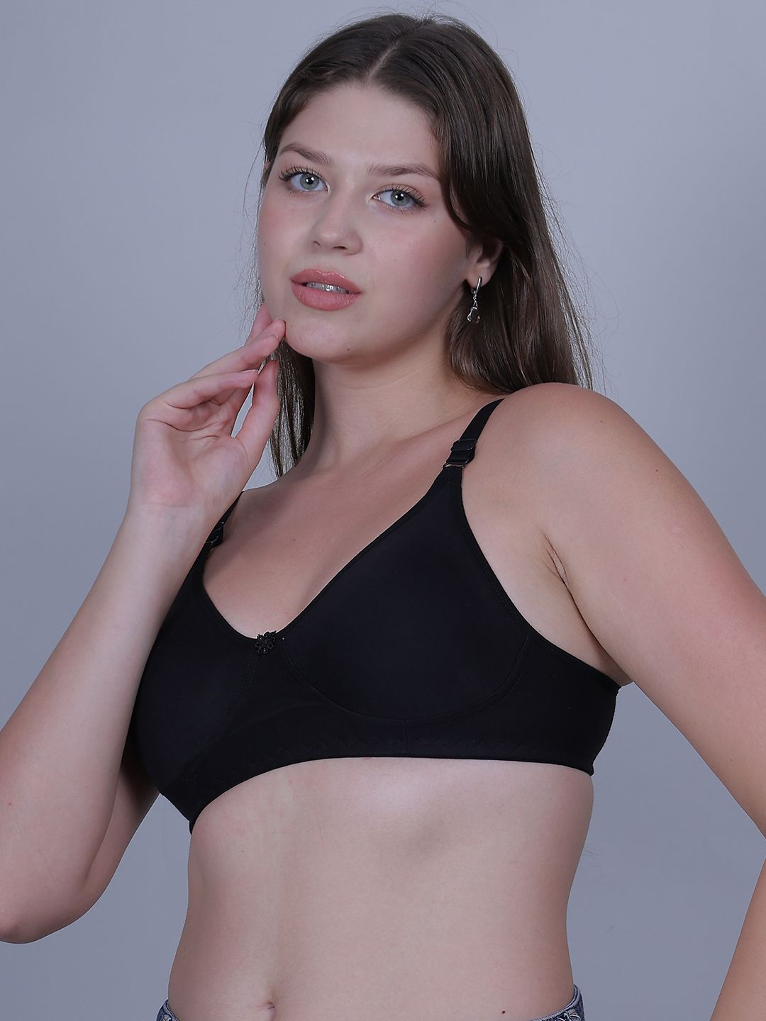 Fabme Mastectomy Cancer Pocket Bra with One Micro Fiber Filled Adjustable Pad | Cotton Bra - Black