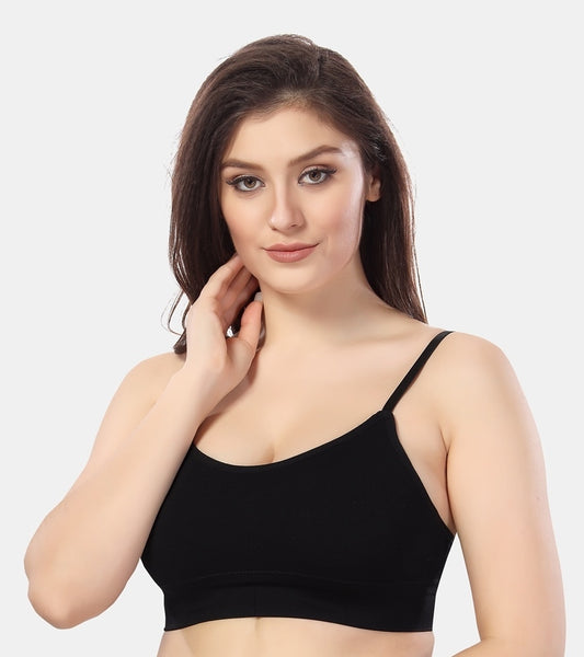 Fabme Women's Black Low Back Non-Padded Non Wired Bra