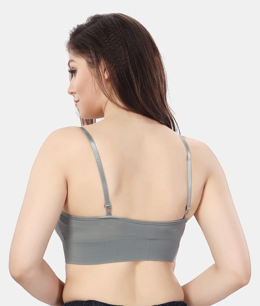 Fabme Women's Grey Low Back Non-Padded Non Wired Bra