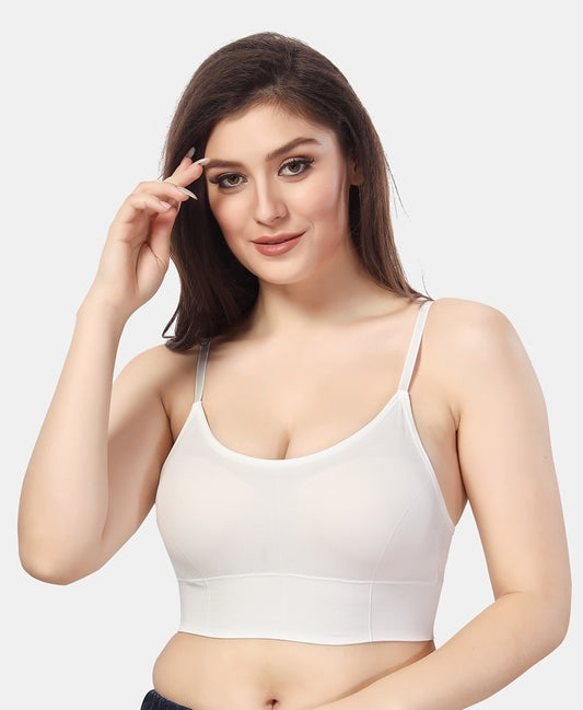 Fabme Women's White Low Back Non-Padded Non Wired Bra