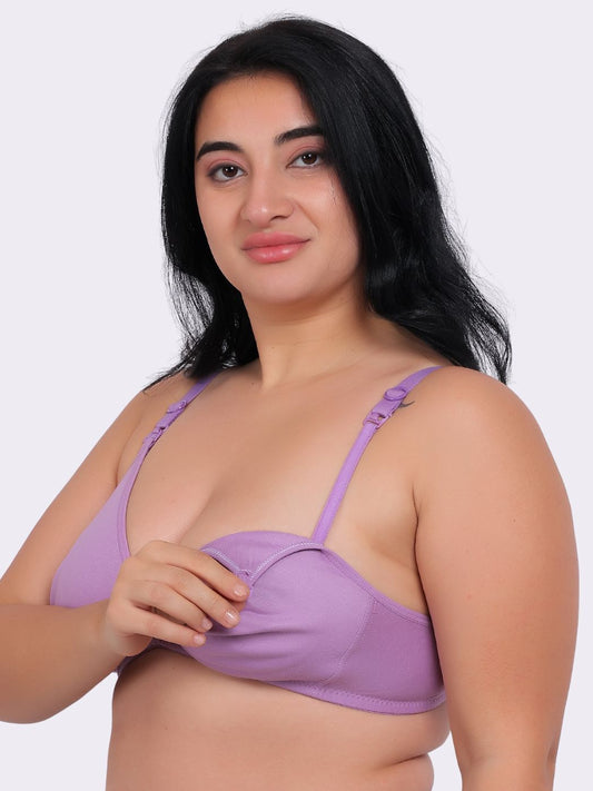 Fabme Women's Lavender Seamless Cotton Nursing Bra - Pack of 1