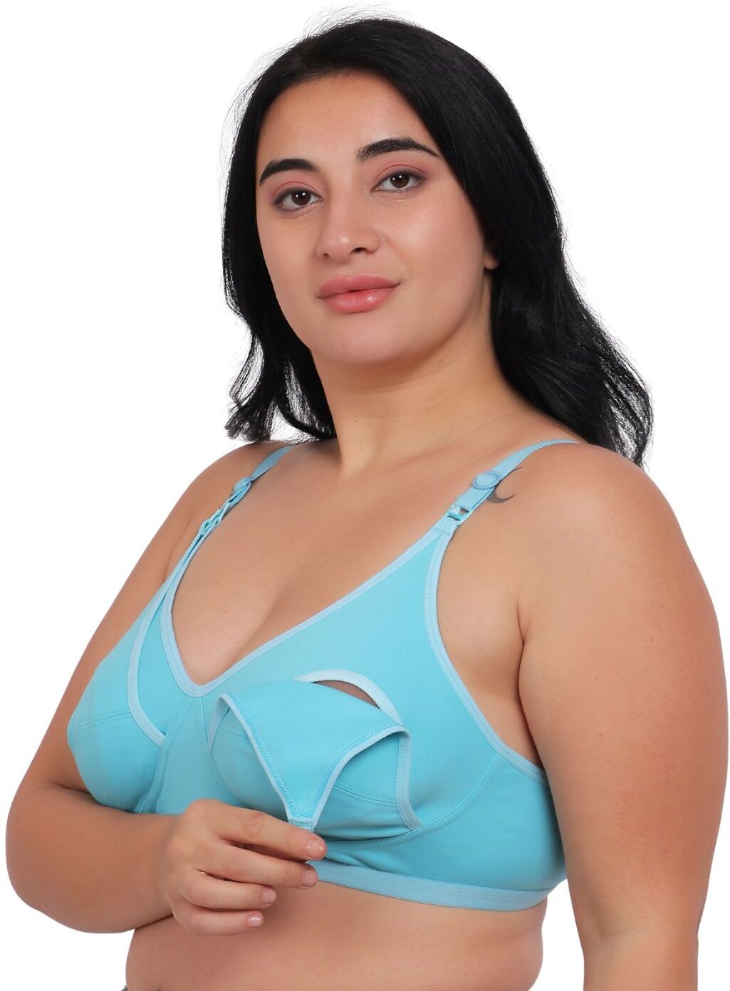 Fabme Women's Sea Green Seamed Cotton Nursing Bra - Pack of 1