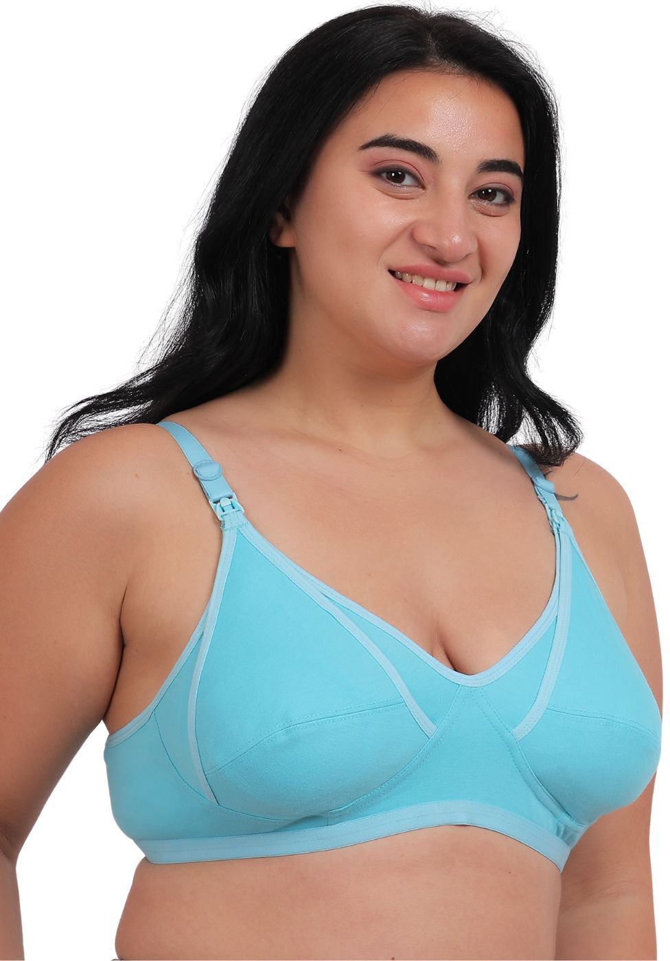Fabme Women's Sea Green Seamed Cotton Nursing Bra - Pack of 1