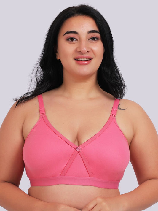 Fabme Women's Seamless Pink Cross-Belt Bra - Pack of 1