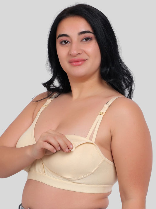Fabme Women's Skin Seamless Cotton Nursing Bra