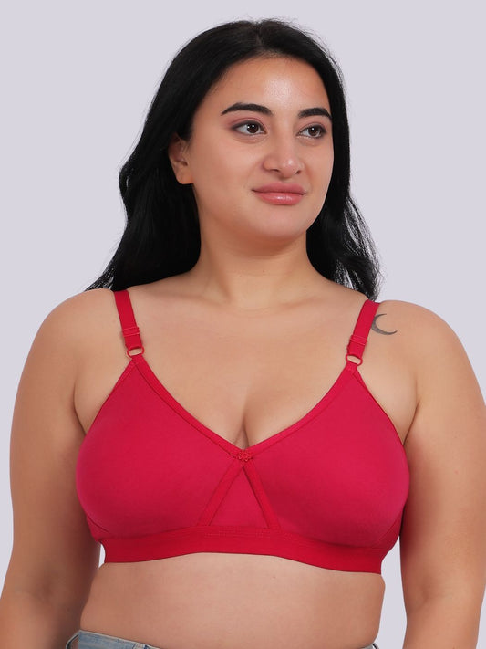 Fabme Women's Seamless Dark Pink Cross-Belt Bra - Pack of 1