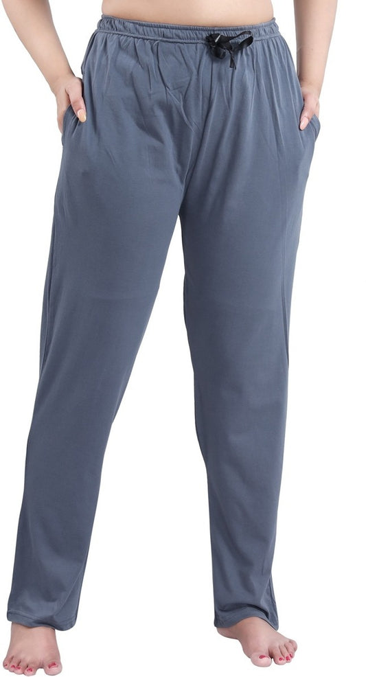 Fabme Women's grey Drawstring Hosiery Cotton EveryDay  Pyjama Pant