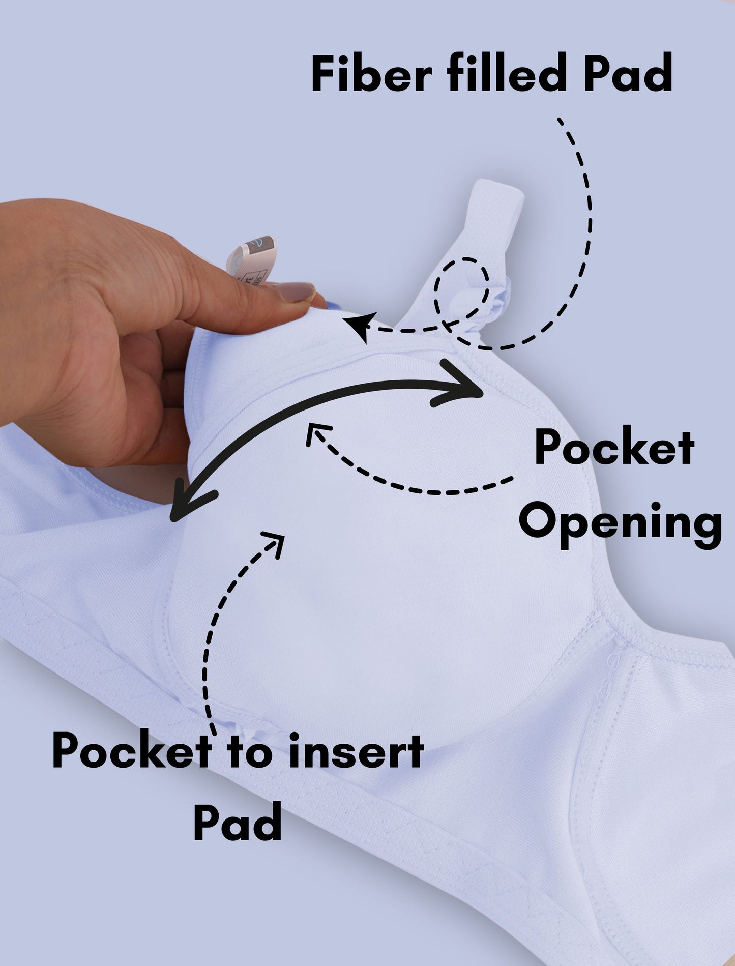 Fabme Mastectomy Cancer Pocket Bra with One Micro Fiber Filled Adjustable Pad | Cotton Bra - White