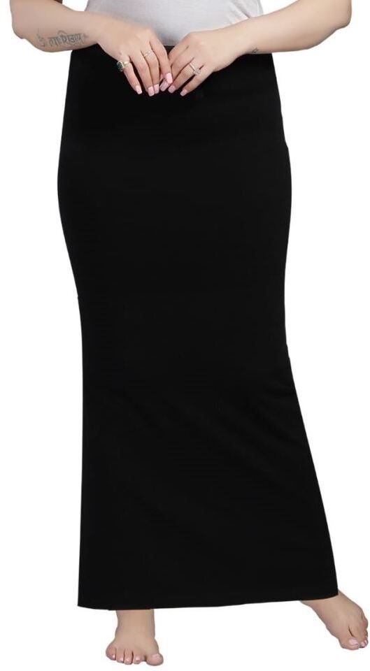 Fabme Women's Black Cotton Straight Saree shaper with Drawstring