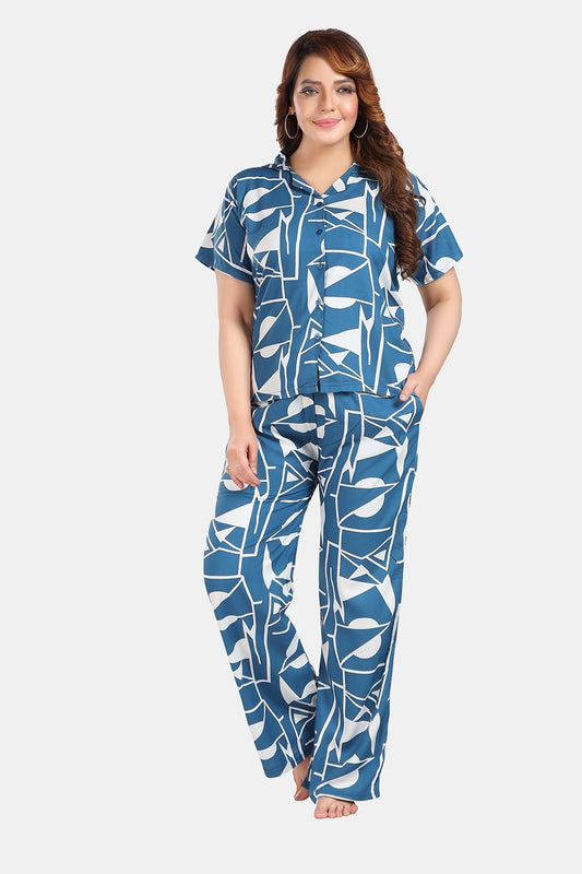 Fabme Women's Blue bohemian Rayon EveryDay  Co-Ord Set