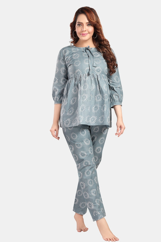 Fabme Women's grey Pre and Post Pregnancy Cotton EveryDay  Co-Ord Set